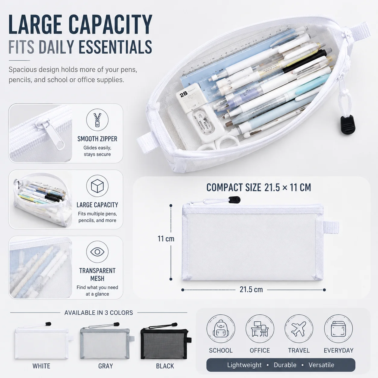 Transparent Mesh Pen Bag Clear - Clear Mesh Pencil Pouch For Exam 评论和价格