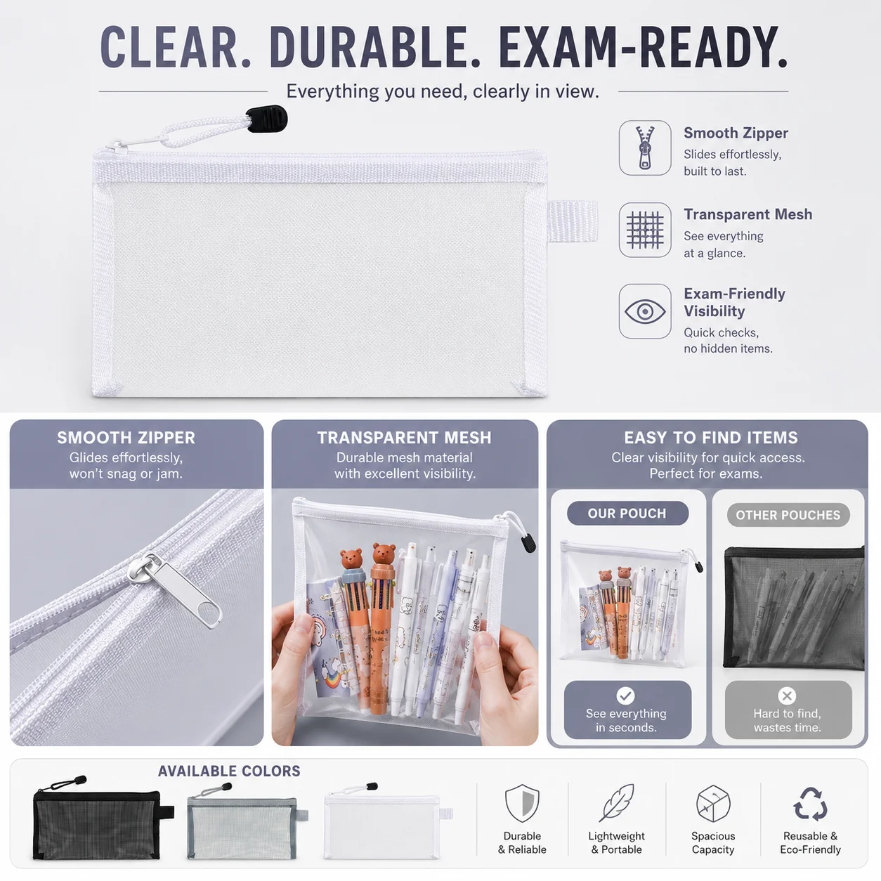 Transparent Mesh Pen Bag Clear - Clear Mesh Pencil Pouch For Exam 评论和价格