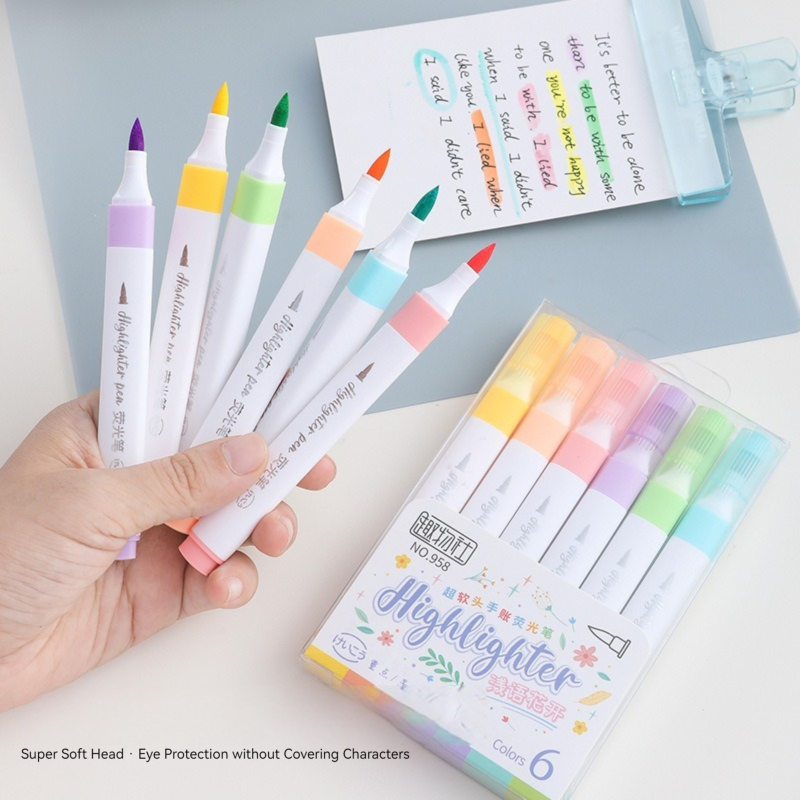 6 Colors Pastel Color Highligh - Pastel Highlighter Set Double Ended 评论和价格