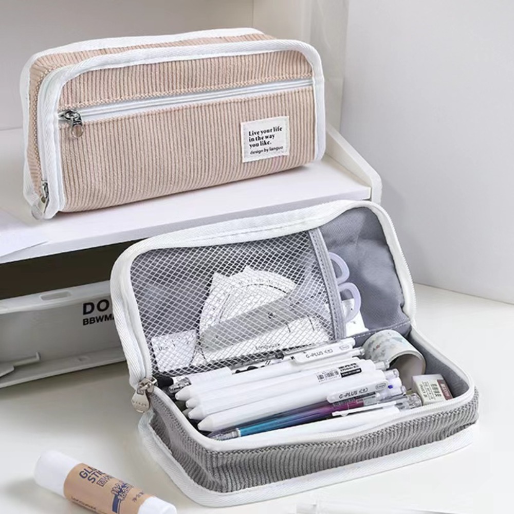 Pink Blue Grey Ins Stationery  - Aesthetic Large Pencil Case Pouch 评论和价格