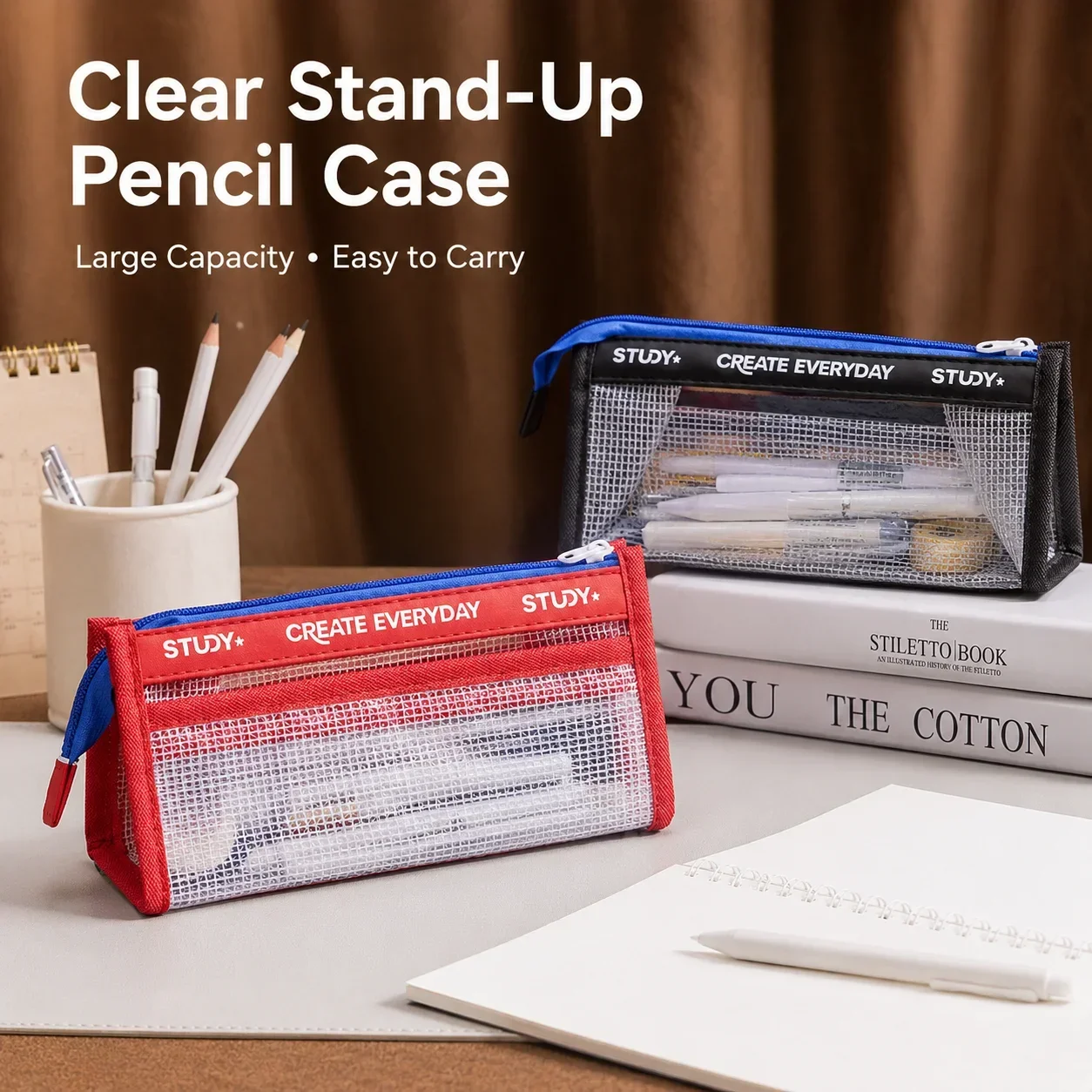 Clear Pencil Case, Large Capac - Aesthetic Large Pencil Case Pouch 评论和价格