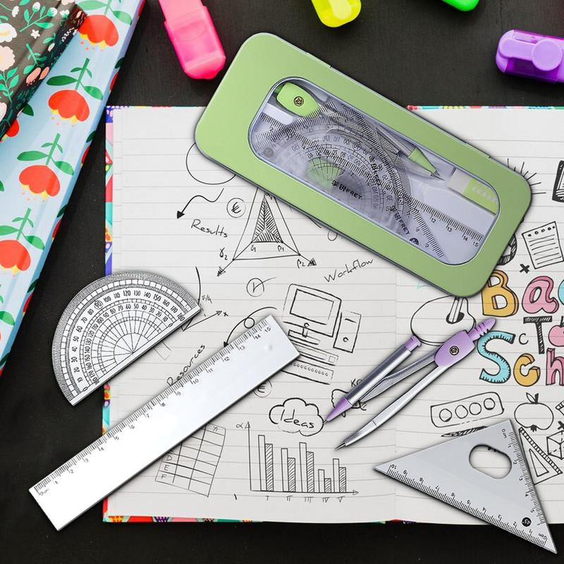 Protractor And Compass Set Mat - Math Geometry Set With Compass 评论和价格