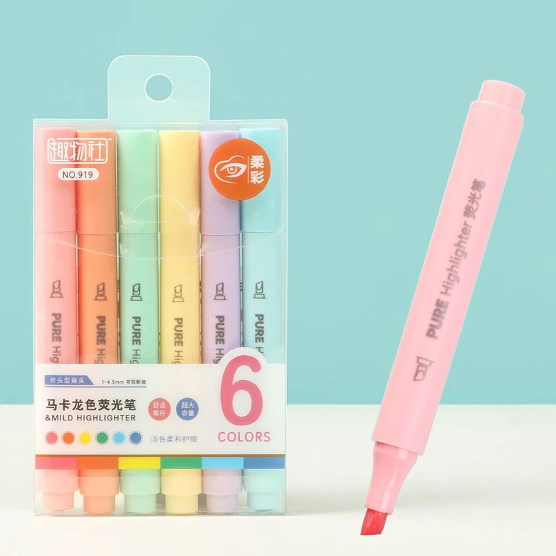6PCS Pastel Highlighter Pens - - Pastel Highlighter Set Double Ended 评论和价格
