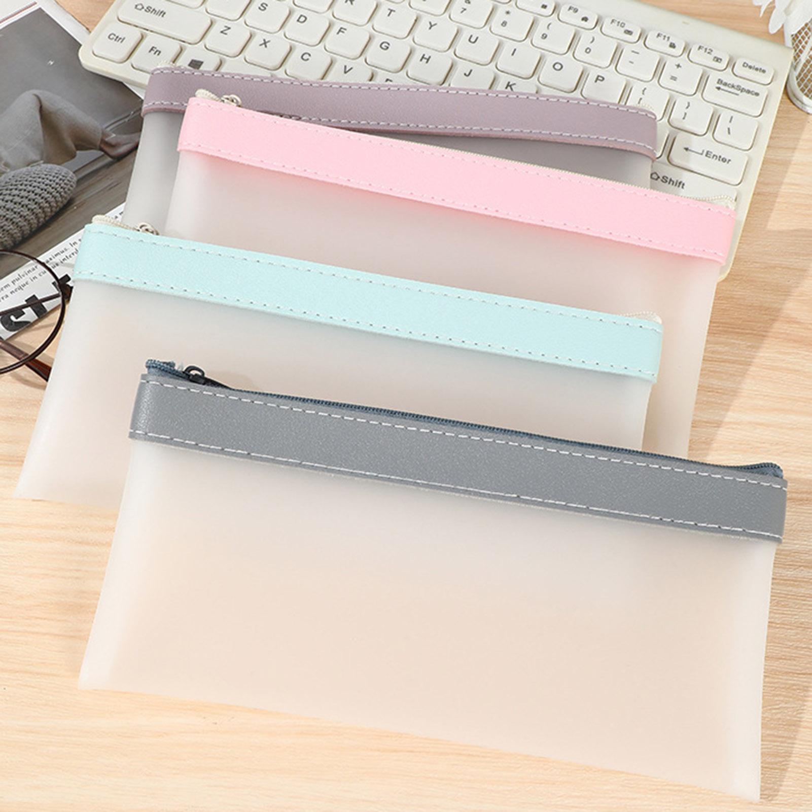 Transparent Frosted Pencil Cas - Aesthetic Large Pencil Case Pouch 评论和价格